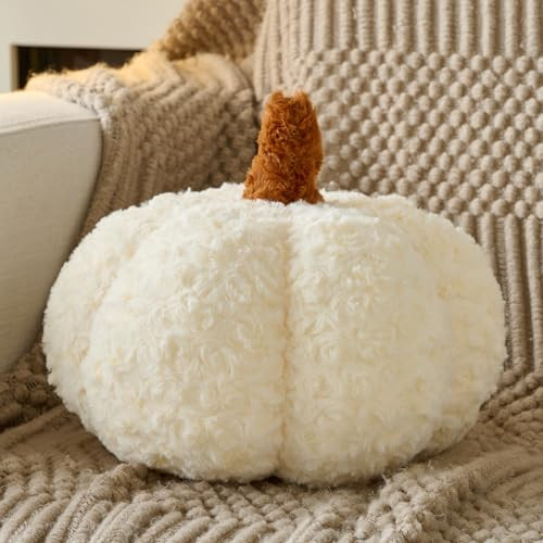 ZCNYCLAM Pumpkin Pillow, Fall Decorative Pillows for Couch, Pumpkin Plush Throw Pillows for Bed (Beige, 8.6 Inches) | Amazon (US)