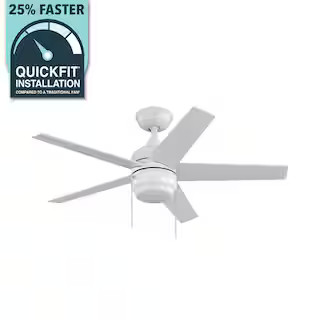 Hampton Bay Mena 44 in. LED Indoor/Outdoor Matte White Ceiling Fan with Light Kit and Reversible ... | The Home Depot