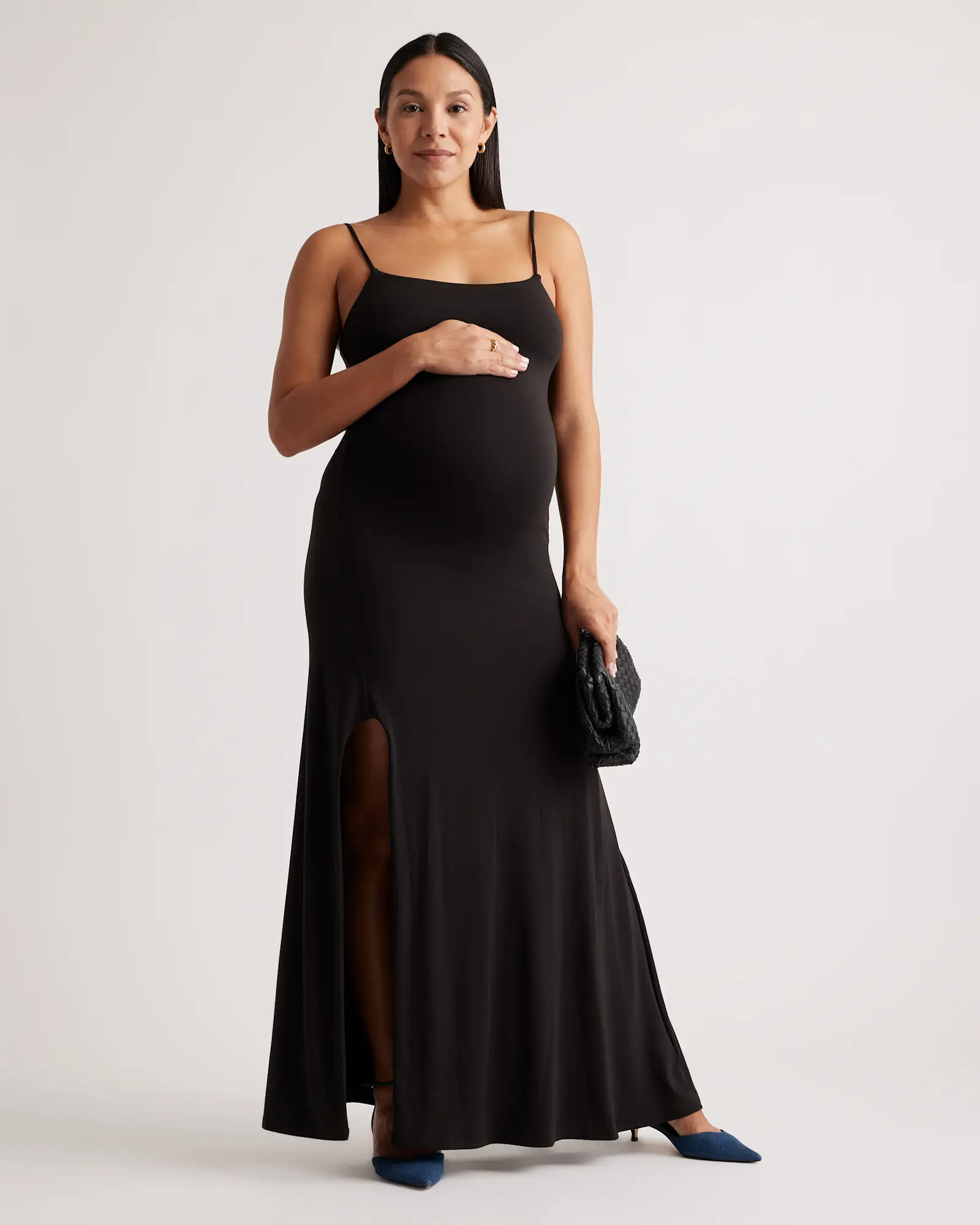 Recycled Knit Maternity Maxi Dress in Black | Quince