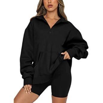 Trendy Queen Womens Oversized Half Zip Pullover Long Sleeve Sweatshirt Quarter Zip Hoodie Sweater Te | Amazon (US)