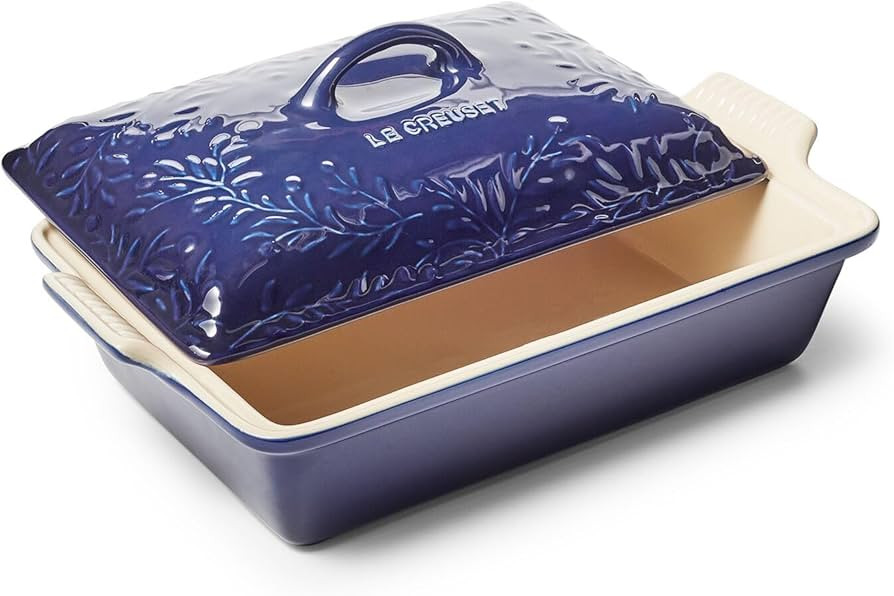 Le Creuset Olive Branch Collection Stoneware Heritage Covered Rectangular Casserole, 4 qt., Indig... | Amazon (US)