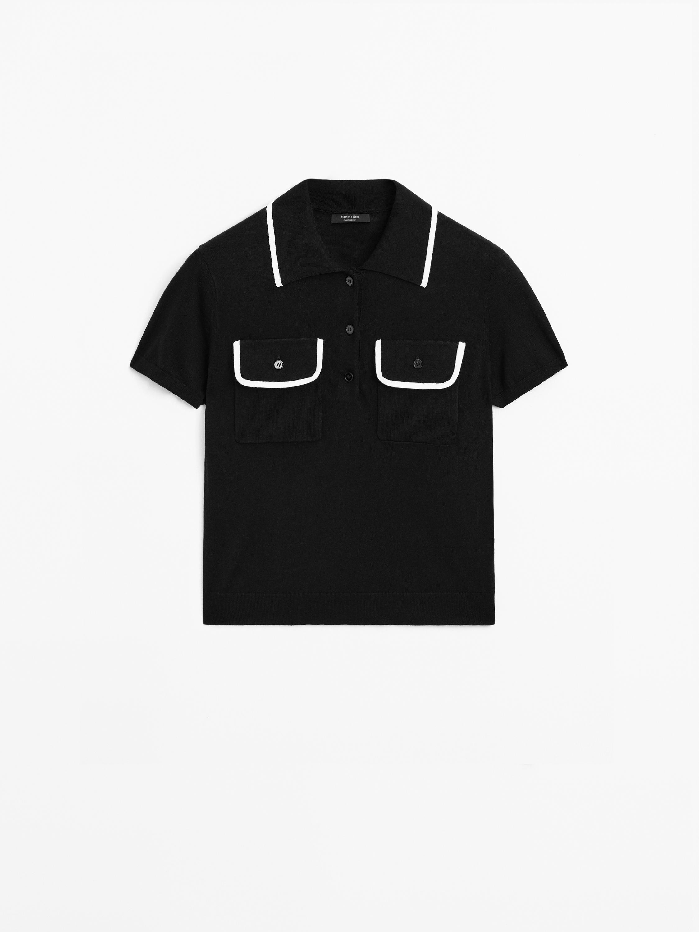 Short sleeve knit sweater with contrast ribbed trims | Massimo Dutti US