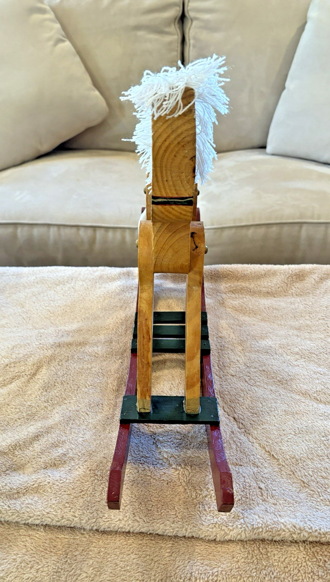 Vintage Wooden Large Rocking Horse 21” L x 14” H x 4” Deep With Soft Mane & Tail | eBay US