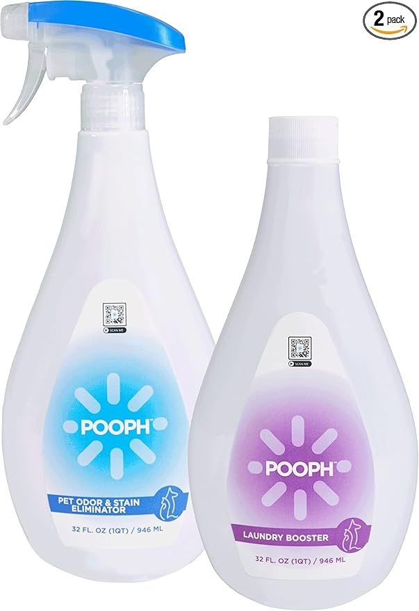 Pooph Pet Odor Eliminator & Pooph Laundry Additive - 2-32oz Bottles - Dismantles Odors on a Molec... | Amazon (US)