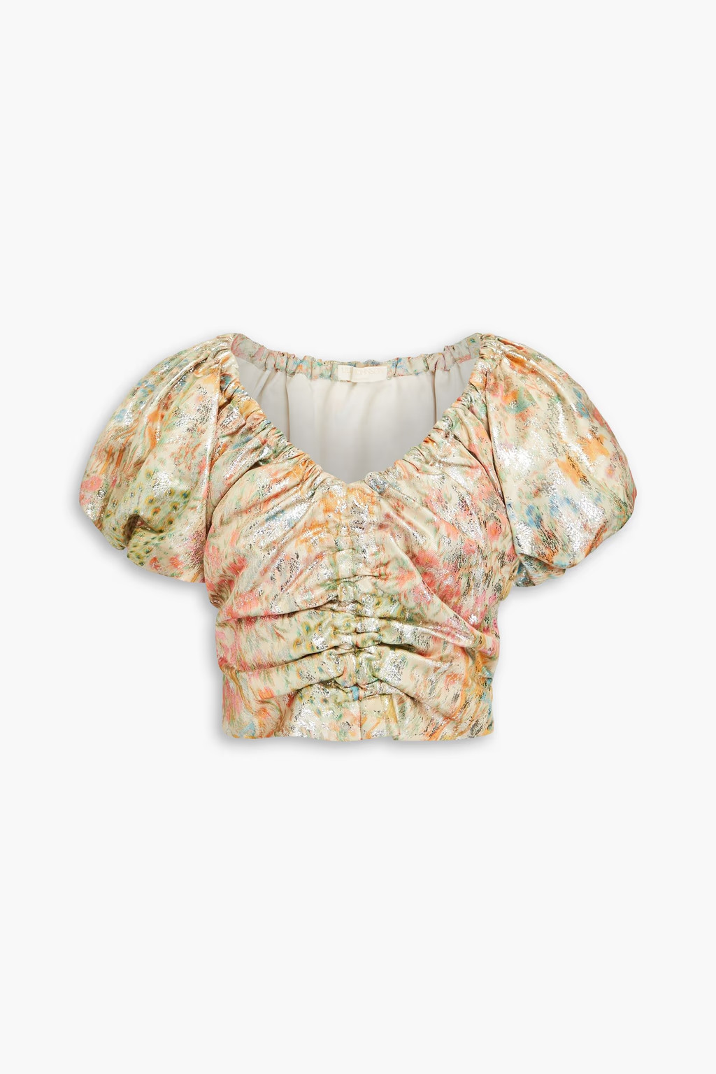 Nerida cropped metallic floral-jacquard top | The Outnet (US and CA)