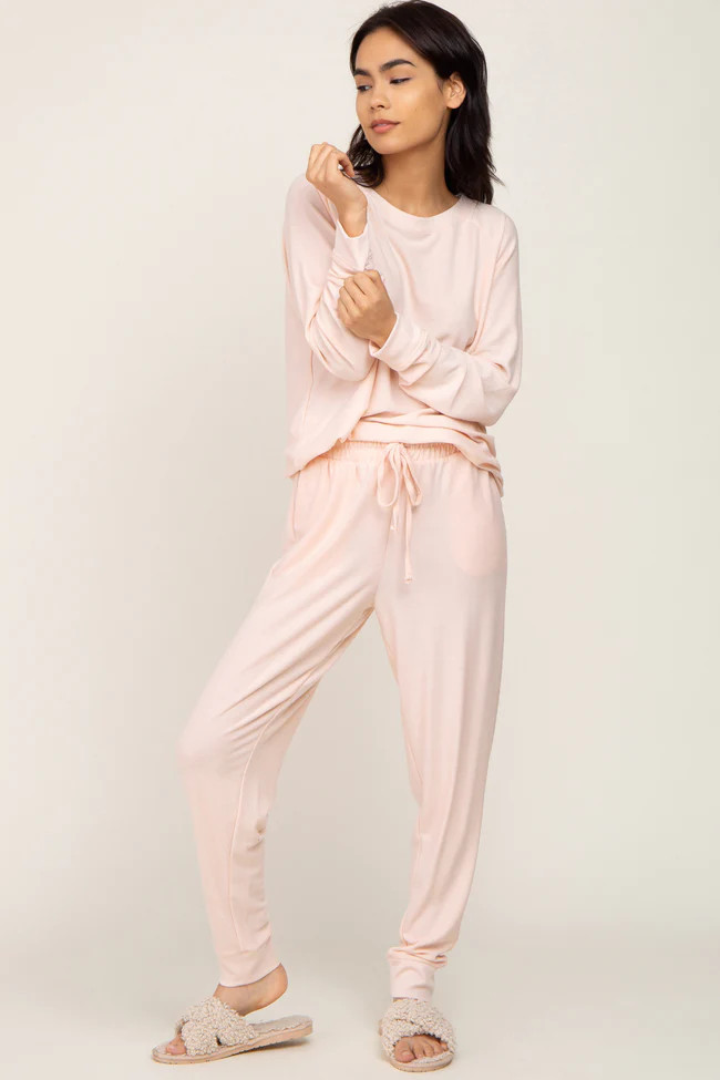 Light Pink Soft Knit Long Sleeve Set | PinkBlush Maternity