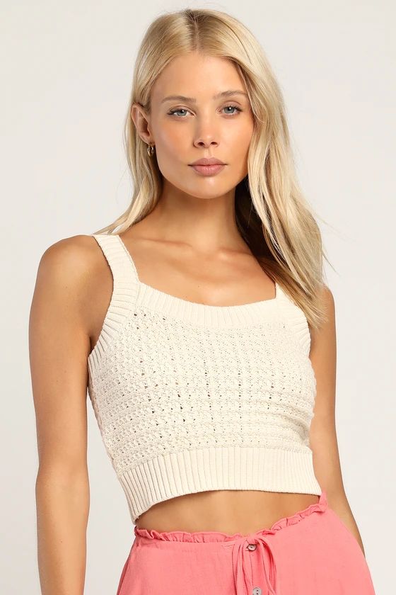 True Knit Ivory Sleeveless Cropped Knit Tank Top | Lulus (US)