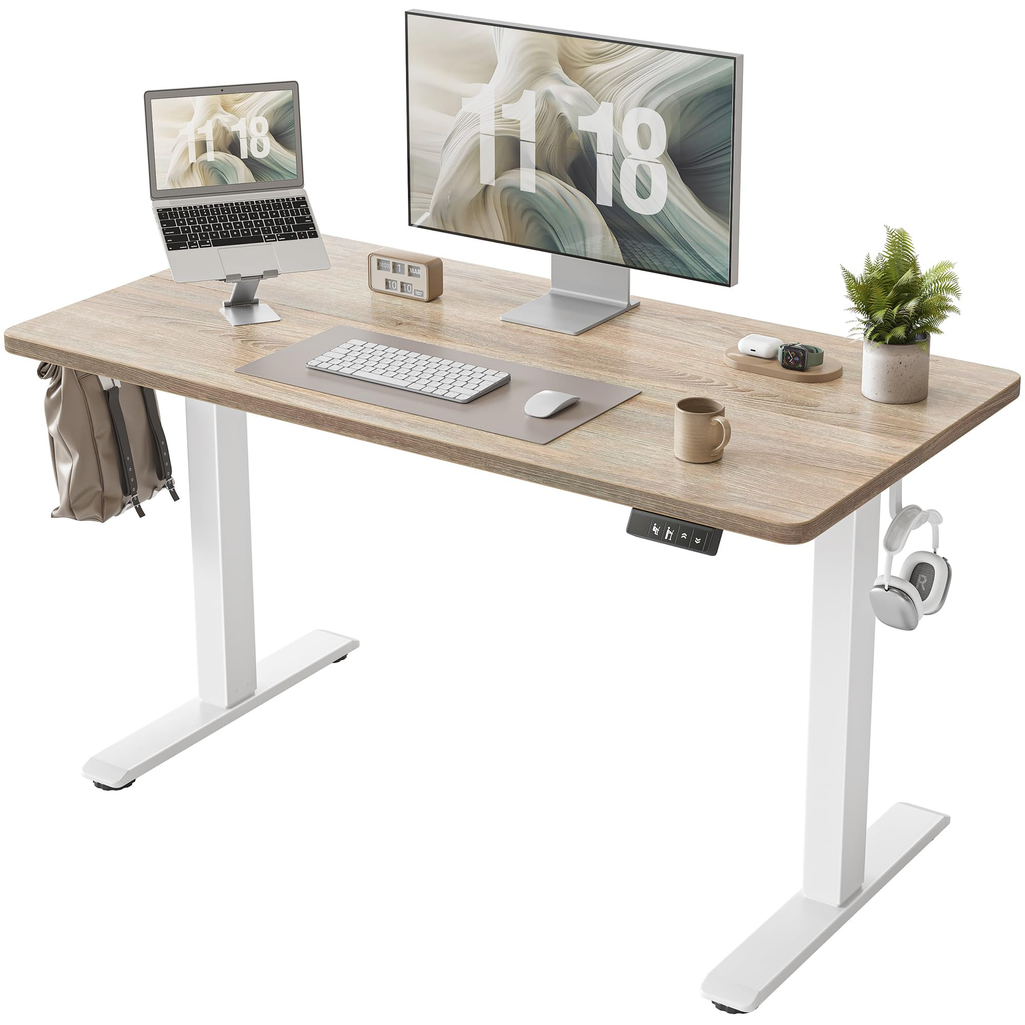 TIQLAB Height Adjustable Electric Standing Desk, 47 x 24 inch, Sit Stand Up Desk, Splice Board, C... | Amazon (US)