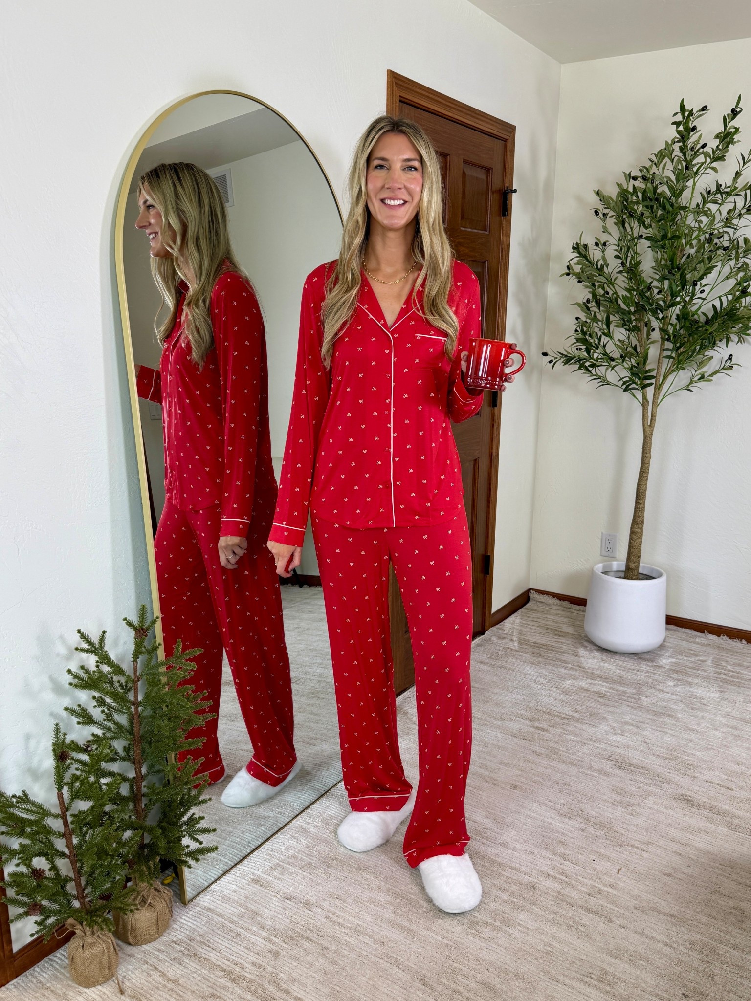 Wearing my true size, medium tall in top and bottom. 

My favorite ever tall modal matching pajama set comes in fun Christmas print this red bow set is adorable . Literally my favorite pair of pajamas.

#LTKTall #LTKHoliday #LTKSaleAlert