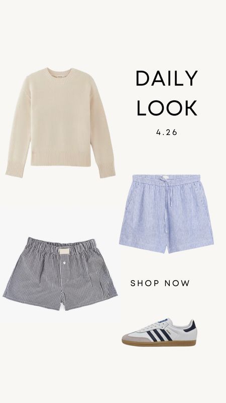 Daily Look 4.26 | ivory sweater (took my larger size), boxer shorts, adidas samba sneakers.

spring outfit
Mom style
Casual style
Classic style
Minimal style

#LTKfindsunder100 #LTKfindsunder50 #LTKstyletip