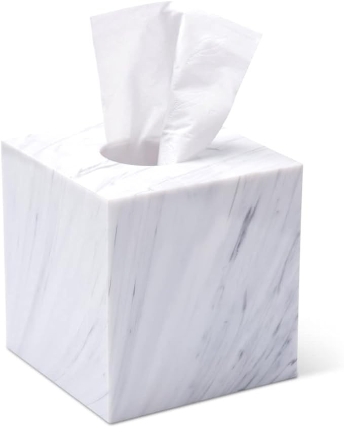 Tissue Box Cover Holder Dispenser for Square Cube Tissue Boxes, Acrylic Marble Bathroom Accessori... | Amazon (US)