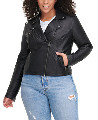Plus Size Trendy Faux Leather Moto Jacket | Macy's