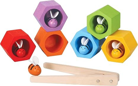 PlanToys Wooden Beehives Sorting Game (4125) | Sustainably Made from Rubberwood and Non-Toxic Pai... | Amazon (US)