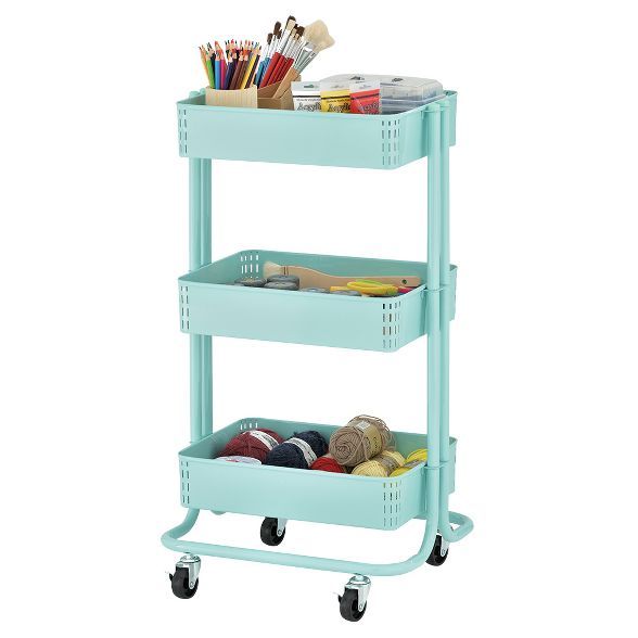 ECR4Kids 3-Tier Metal Rolling Utility Cart - Mobile Storage Organizer | Target