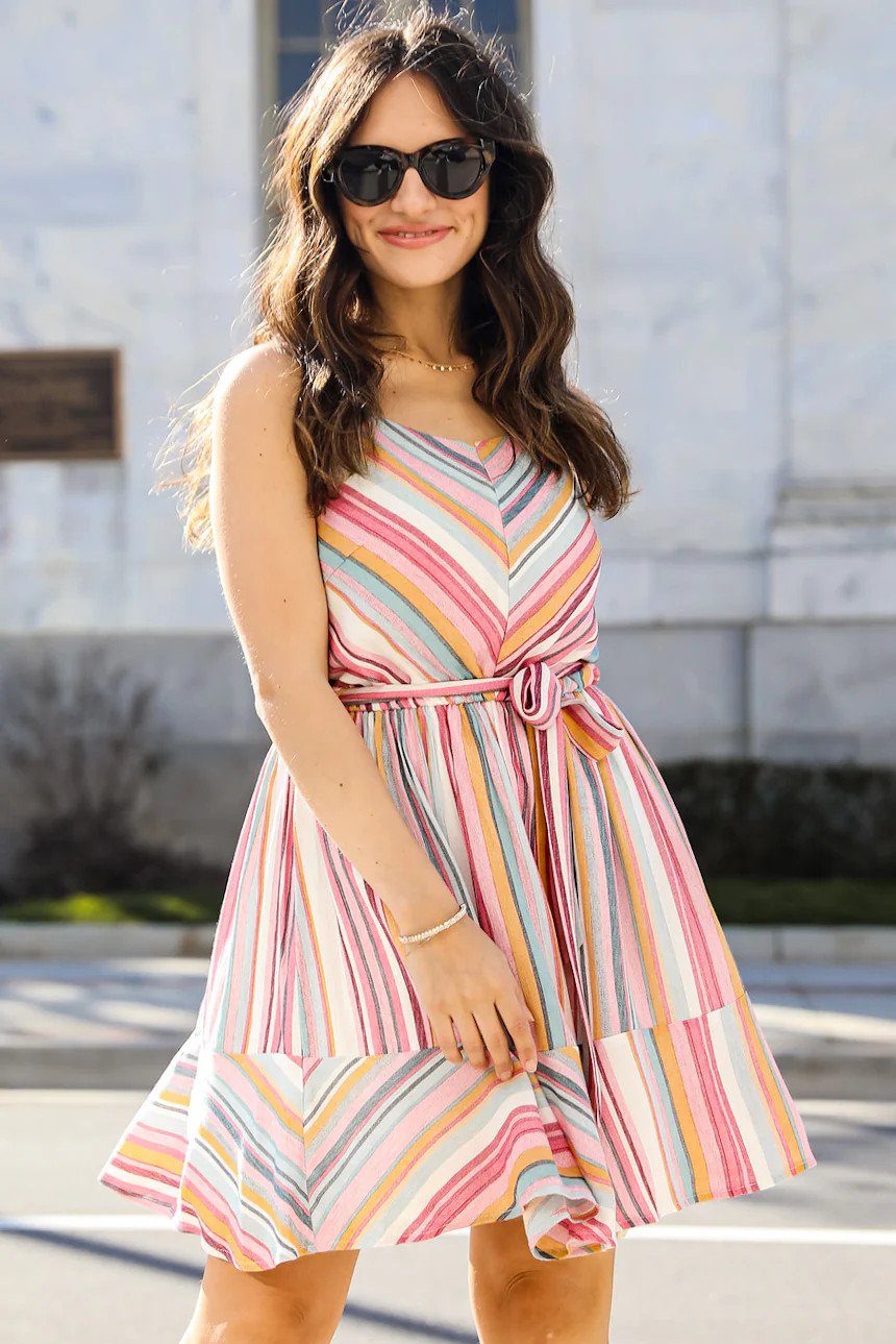FINAL SALE - Iconic Arrival Striped Mini Dress | Dress Up