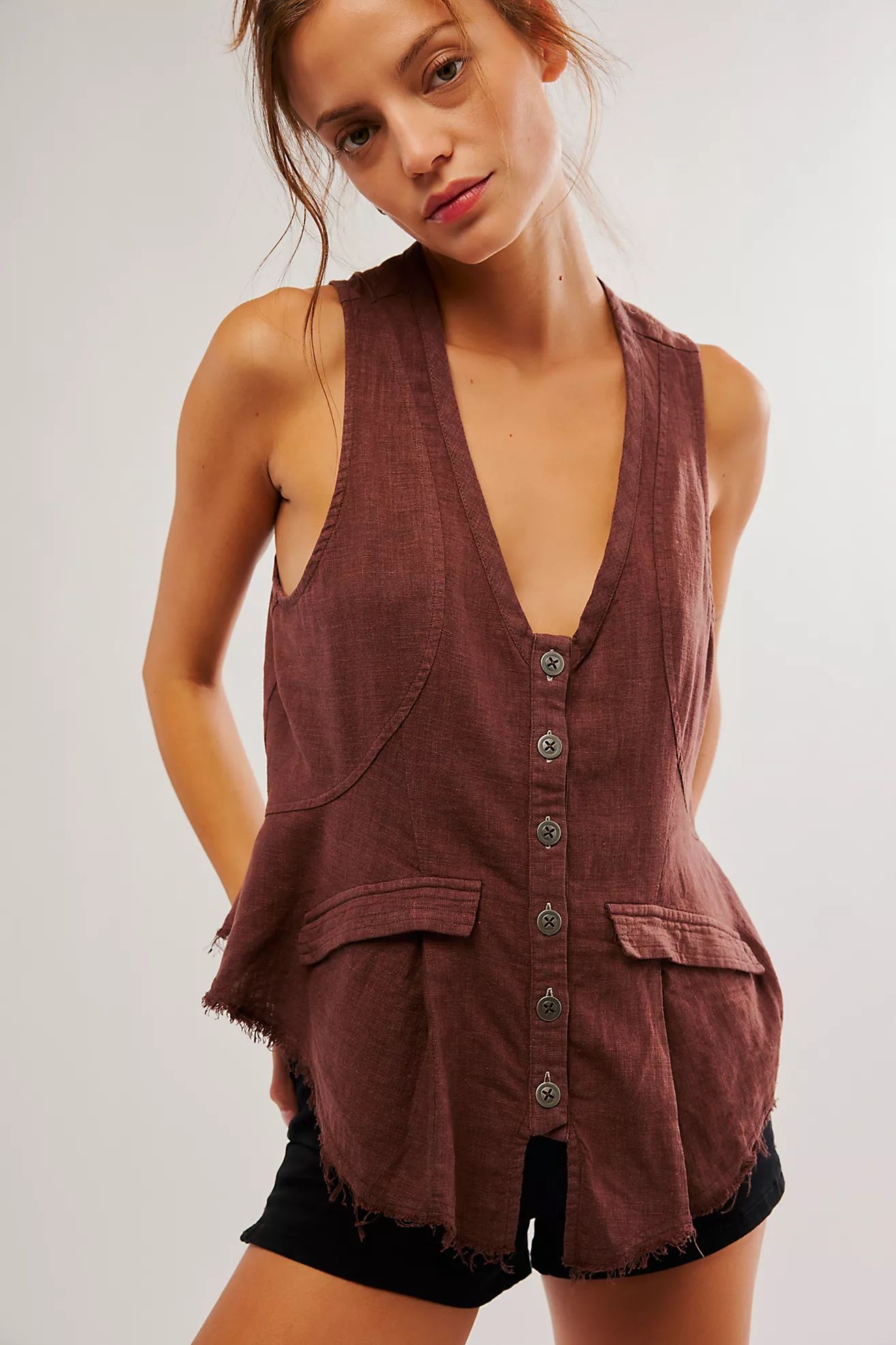 Laruso Linen Vest | Free People (Global - UK&FR Excluded)