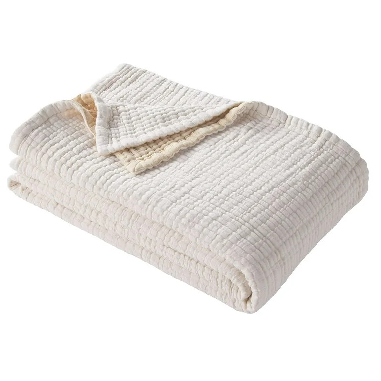 Better Homes & Gardens Luxury Gauze Reversable Cotton Bed Blanket, Arctic White, Full/Queen | Walmart (US)