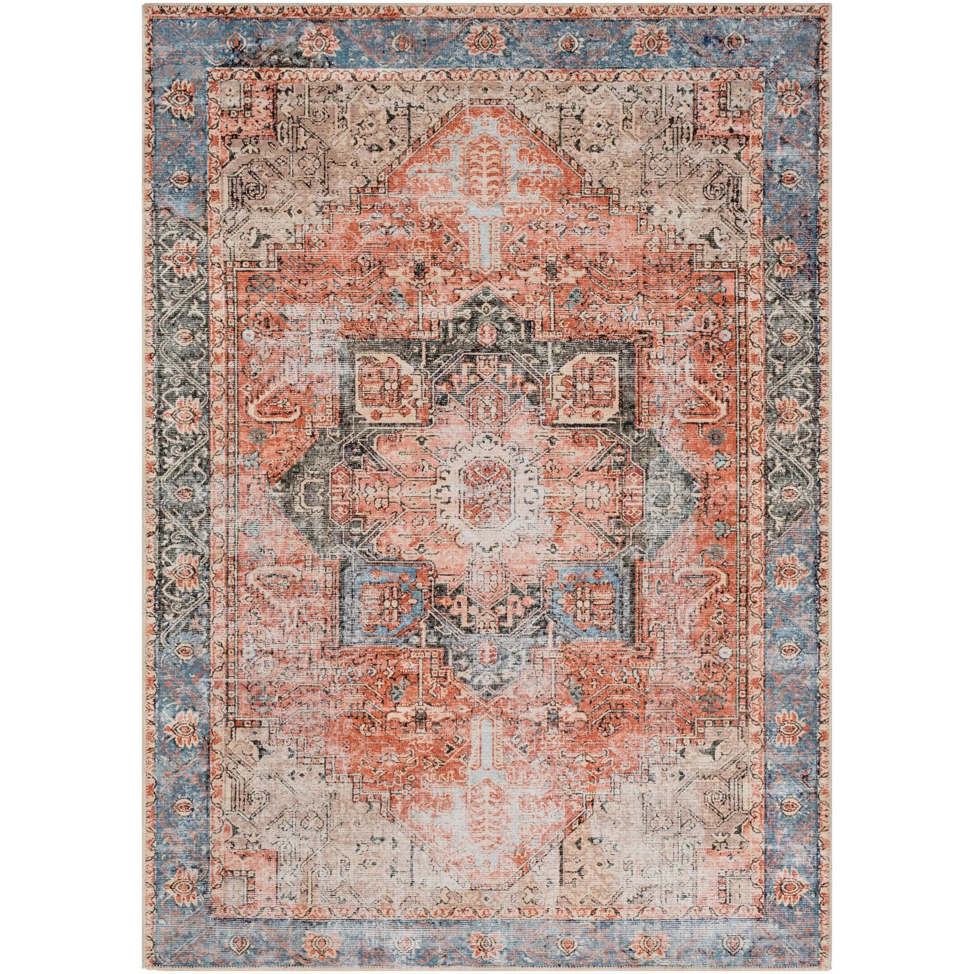 Art of Knot Karolin Coral Updated Traditional, Traditional, Vintage 5' x 8' Machine Washable Area... | Walmart (US)