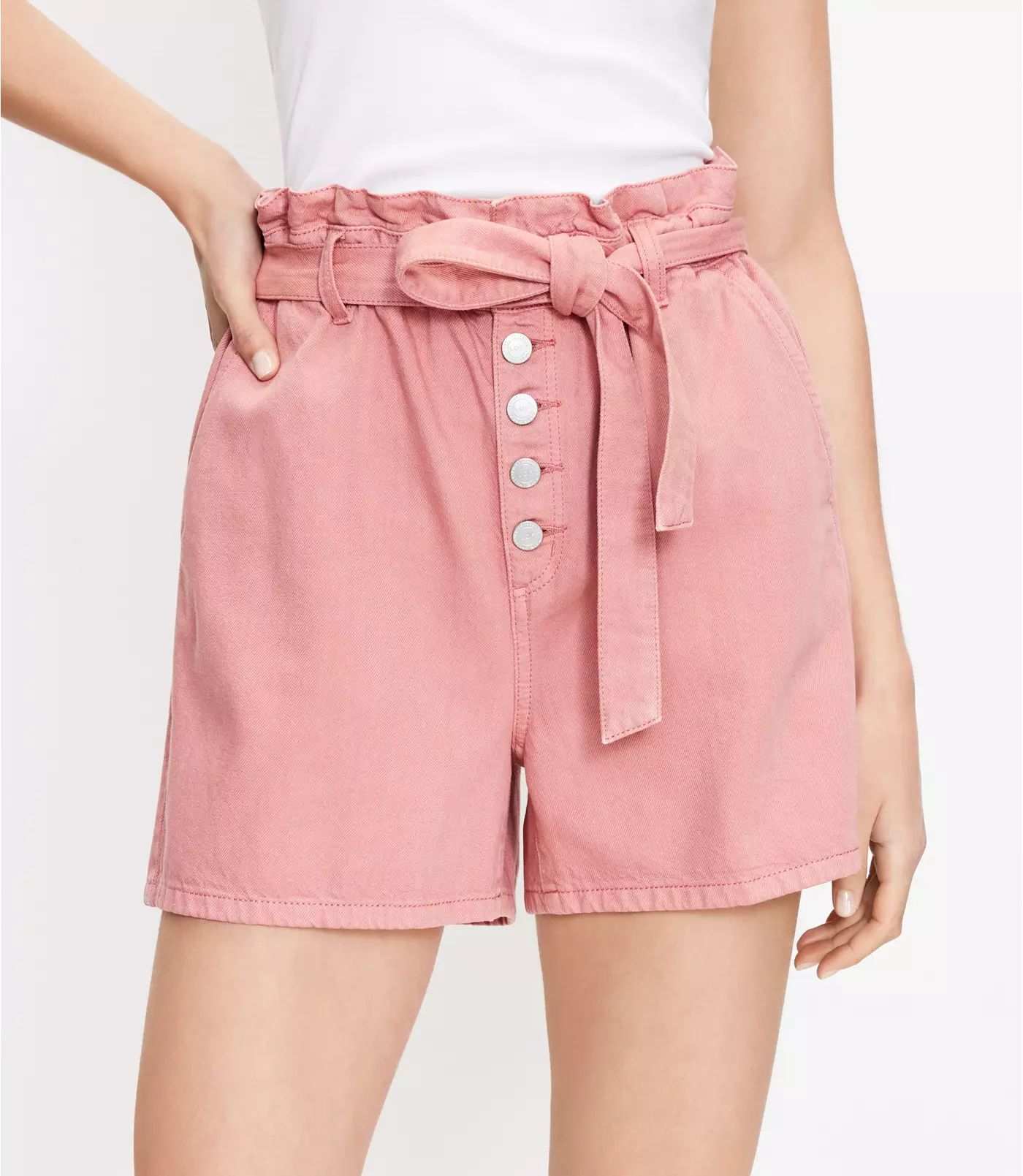 Paperbag Pull On Denim Shorts | LOFT | LOFT