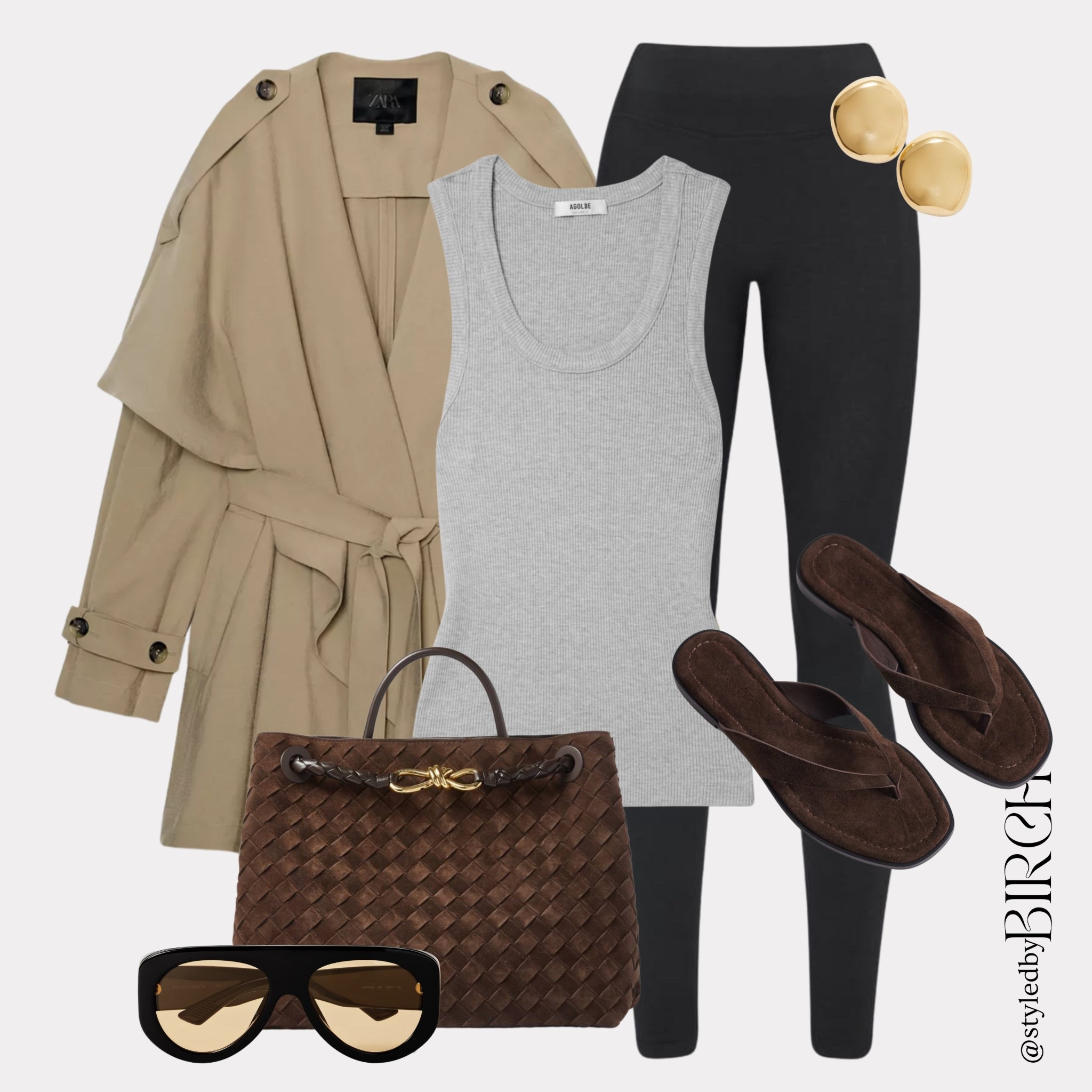 The weekend errands outfit that looks thrown on but you and I both know exactly what went into it 🤎

Leggings, a trench and that dark chocolate woven bag. Looks effortless, feels effortless, took absolutely no effort at all… iykyk

#ootd #outfitinspo #weekendoutfit #casualchic #neutralstyle

Tags 🏷️
Beige belted trench coat, grey ribbed tank, black leggings, dark brown woven suede tote bag, dark brown suede flip flops, gold dome earrings, black oversized sunglasses