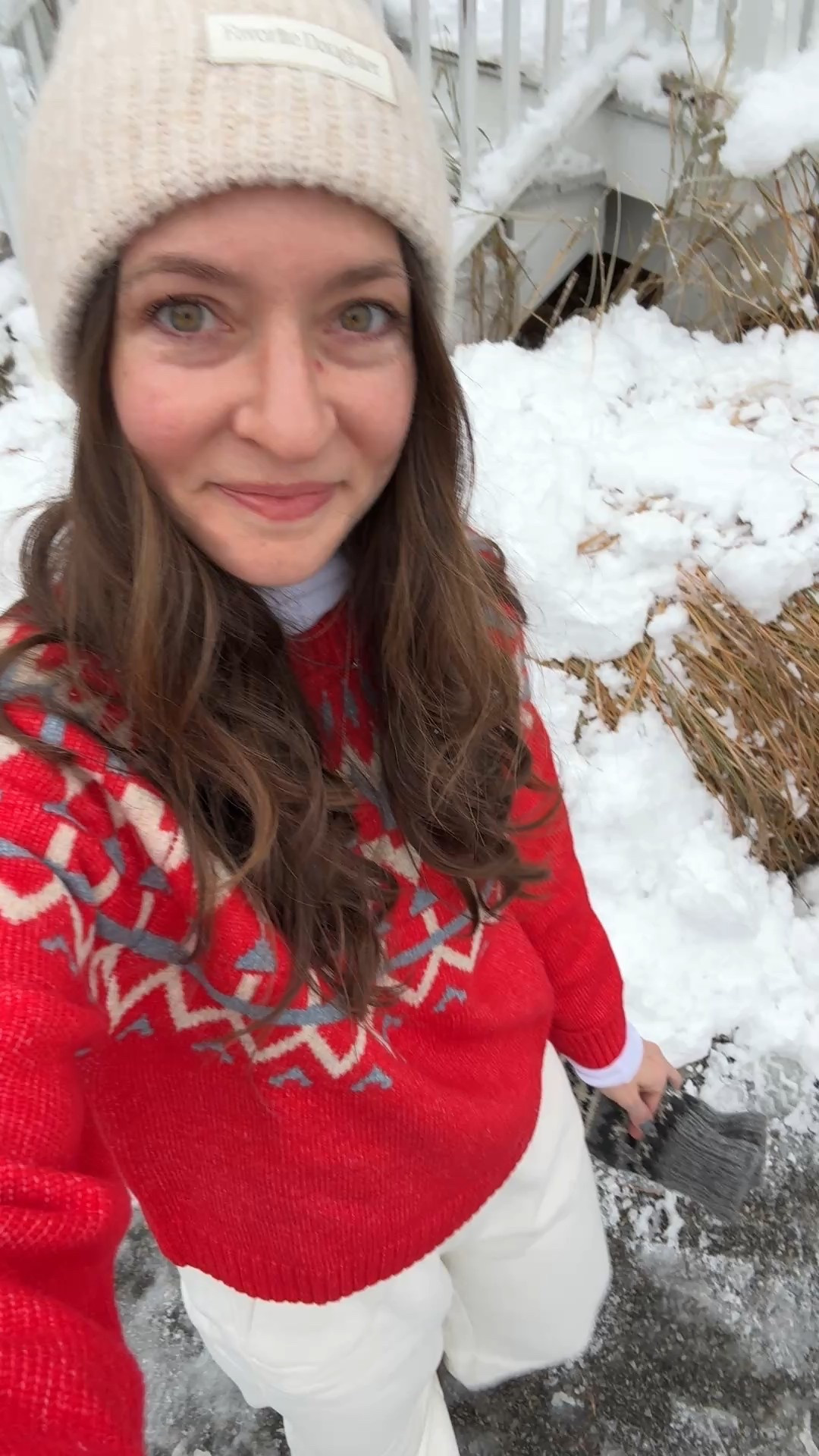 Warm winter outfit with a pop of color! I love this fair isle sweater & I layered it with a thin white cotton turtleneck & barrel fleece lined sweatpants for warmth! 

#LTKootd #LTKSeasonal #LTKHoliday