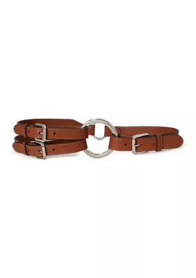 Lauren Ralph Lauren Tri-Strap O-Ring Leather Belt, Tan, XL | Belk