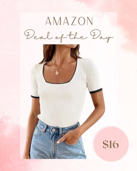 Amazon Deal of the Day  
Women's Short Sleeve Square Neck Color Block T Shirt 

 Summer Slim Fit Ribbed Knit Basic Tee Tops

#LTKStyleTip #LTKFindsUnder50 #LTKSaleAlert