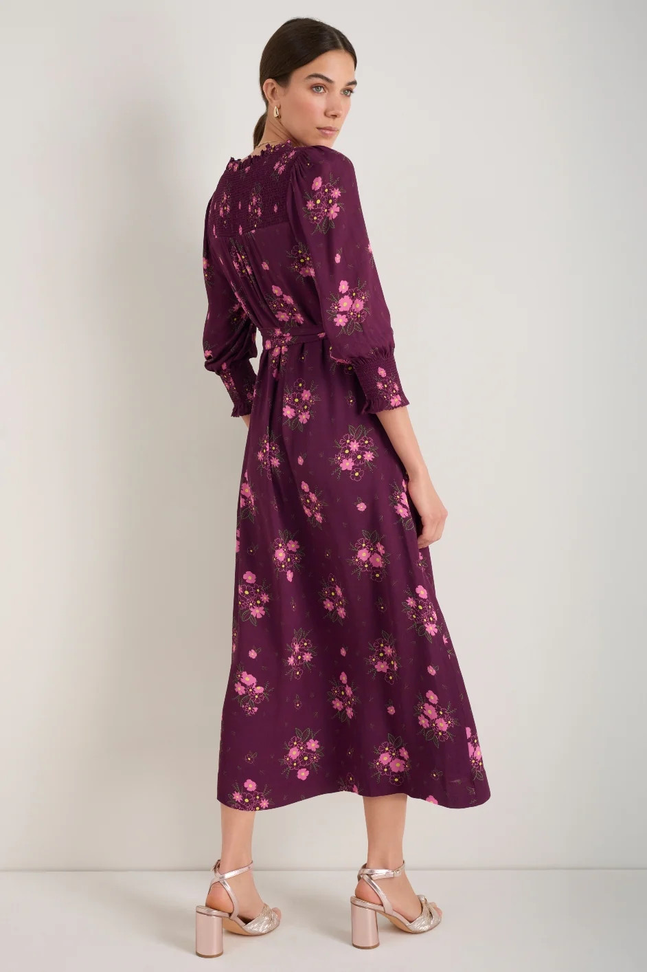 Ettie Shirt Dress - Merlot Spaced Floral | WYSE London