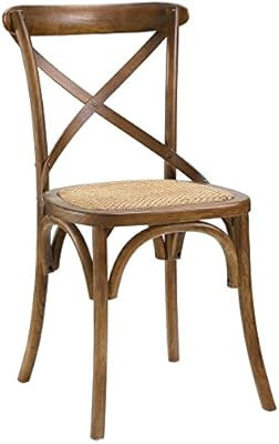 Modway Gear Rustic Modern Farmhouse Elm Wood Rattan Dining Chair in Walnut | Amazon (US)