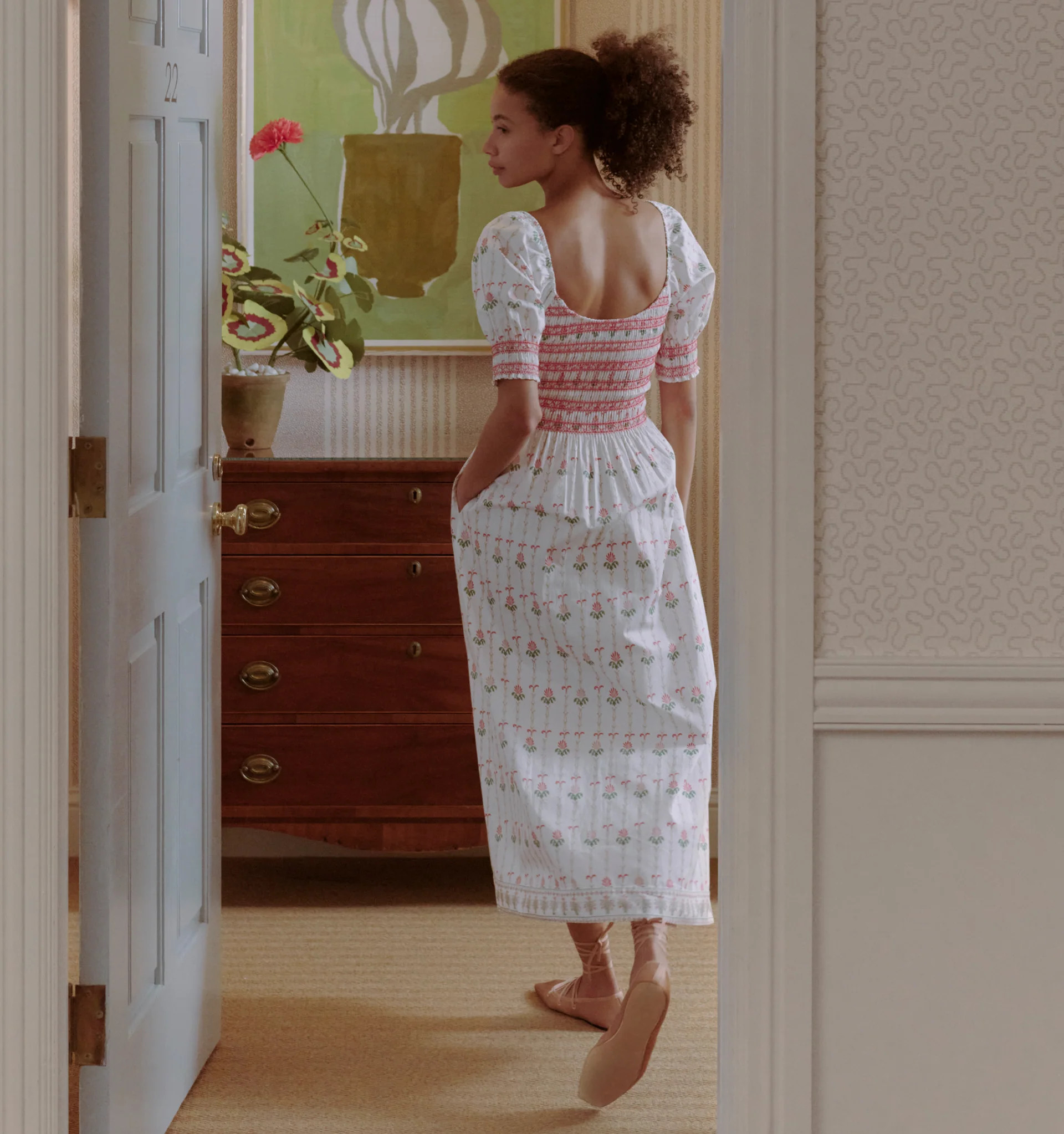 The Madeline Nap Dress - White Trailing Fern | Hill House Home US