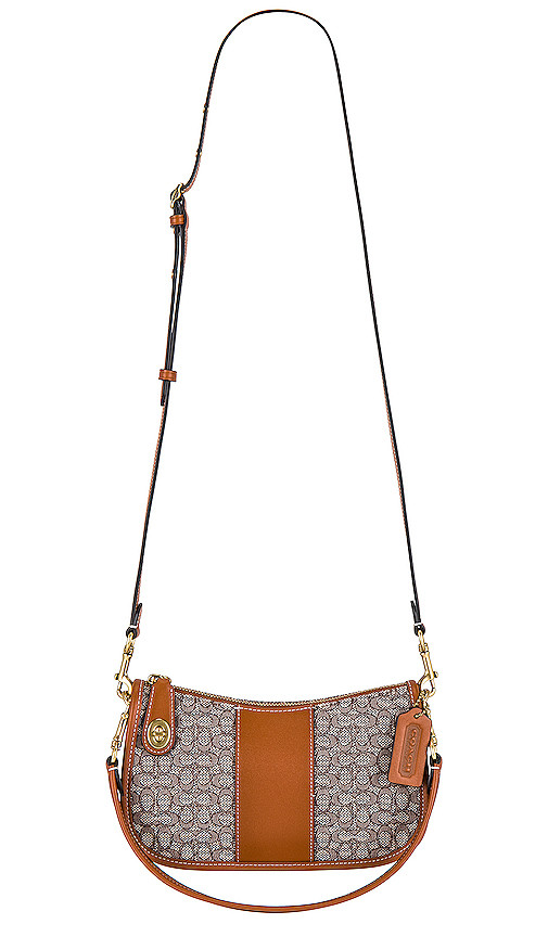 Mini Signature Jacquard Swinger Bag in Cocoa & Burnished Amber | Revolve Clothing (Global)