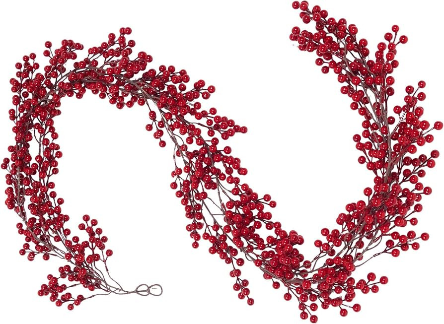 SHACOS Artificial Red Berry Garlands Set of 2 Christmas Garland Burgundy Red Berries Garland Holi... | Amazon (US)