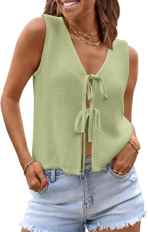 LILLUSORY Womens Summer Tops Beach Vacation Spring Outfits Cute Y2K Trendy Sweater Vest 2026 Tank... | Amazon (US)