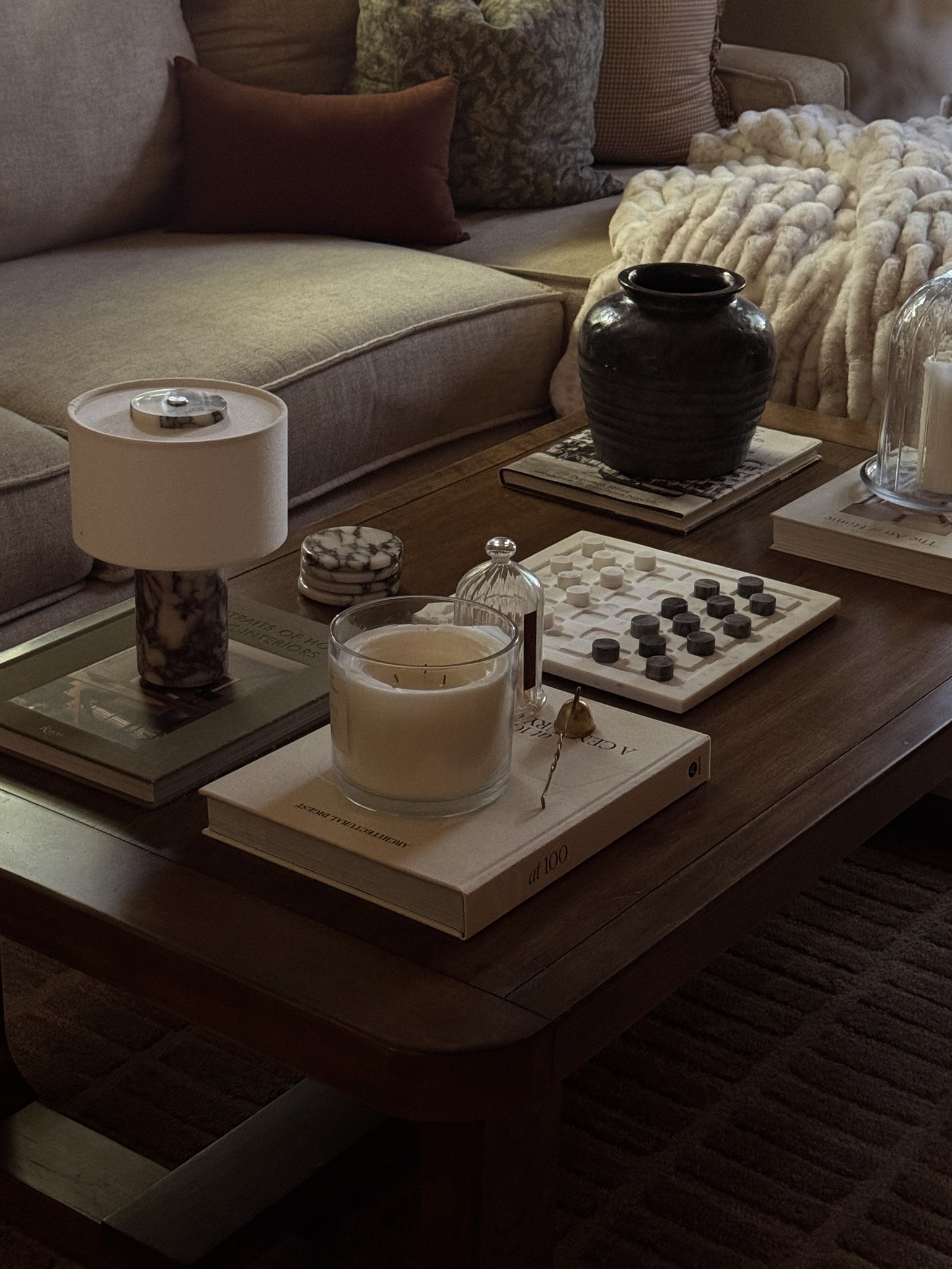 neural & moody coffee table styling