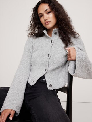 Merino-Blend Flare-Sleeve CardiganProduct Selections CA$190.00Light Heather GrayRiver Bank BeigeN... | Banana Republic (CA)