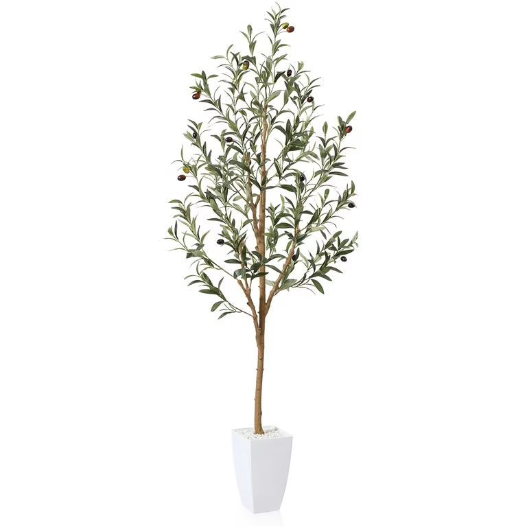 5FT Tall Artificial Olive Tree with 9'' White Taper Planter | Walmart (US)