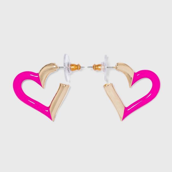 SUGARFIX by BaubleBar Enamel and Gold Heart Hoop Earrings | Target