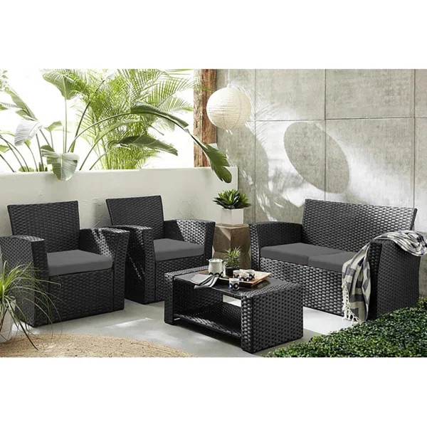 Tisdale 4 - Person Outdoor Seating Group with Cushions | Wayfair North America