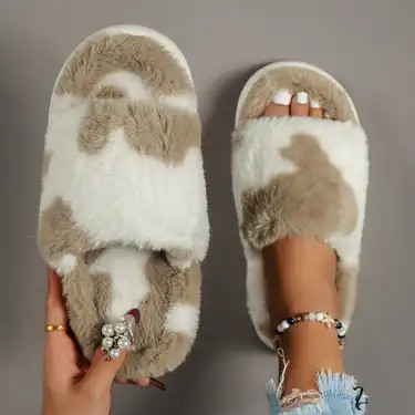 Cozy Fluffy Furry House Slippers Single Band Open Toe - Temu | Temu Affiliate Program