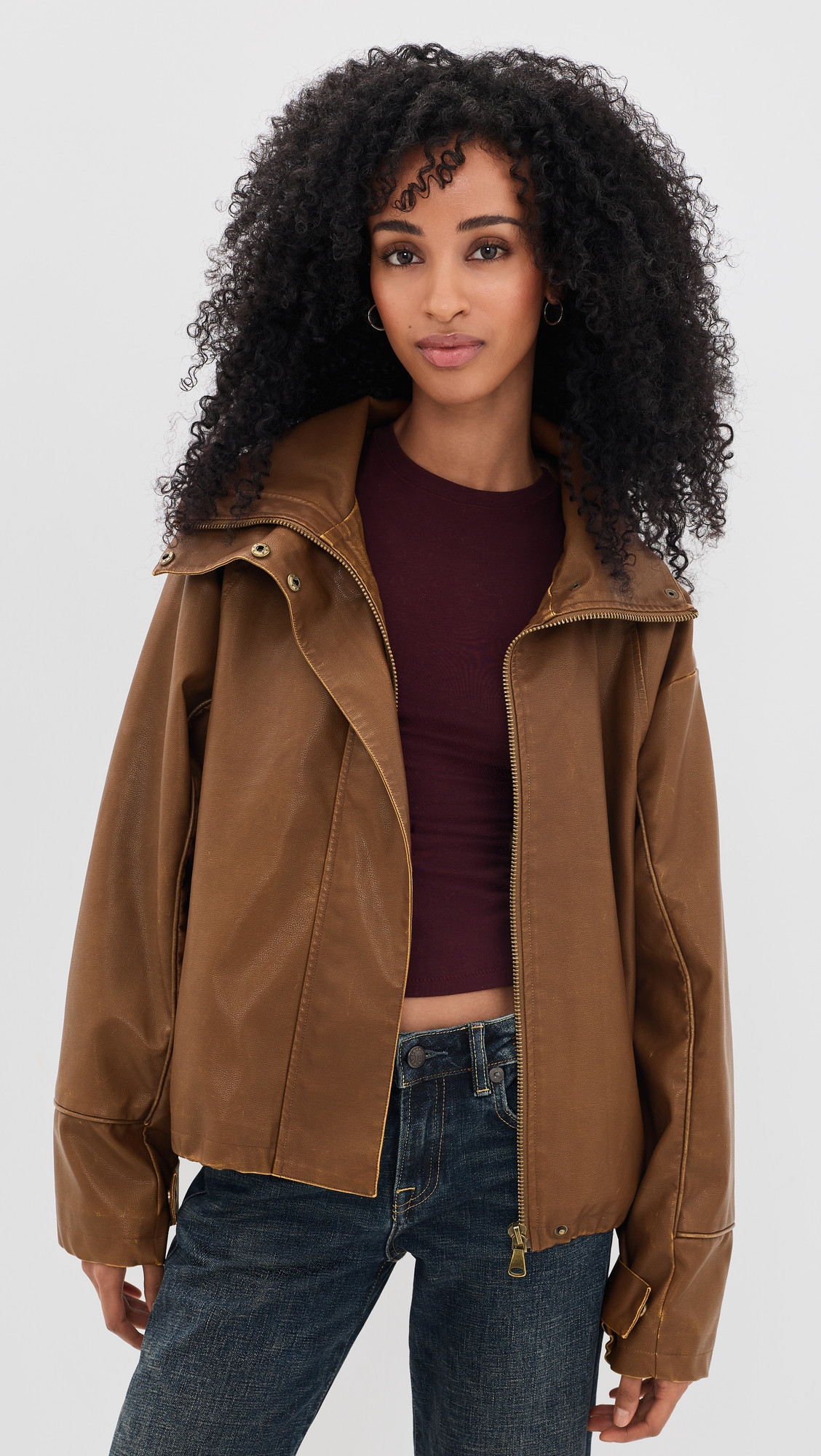 Lioness Shoreline Funnel Neck Jacket Coffee L | Shopbop
