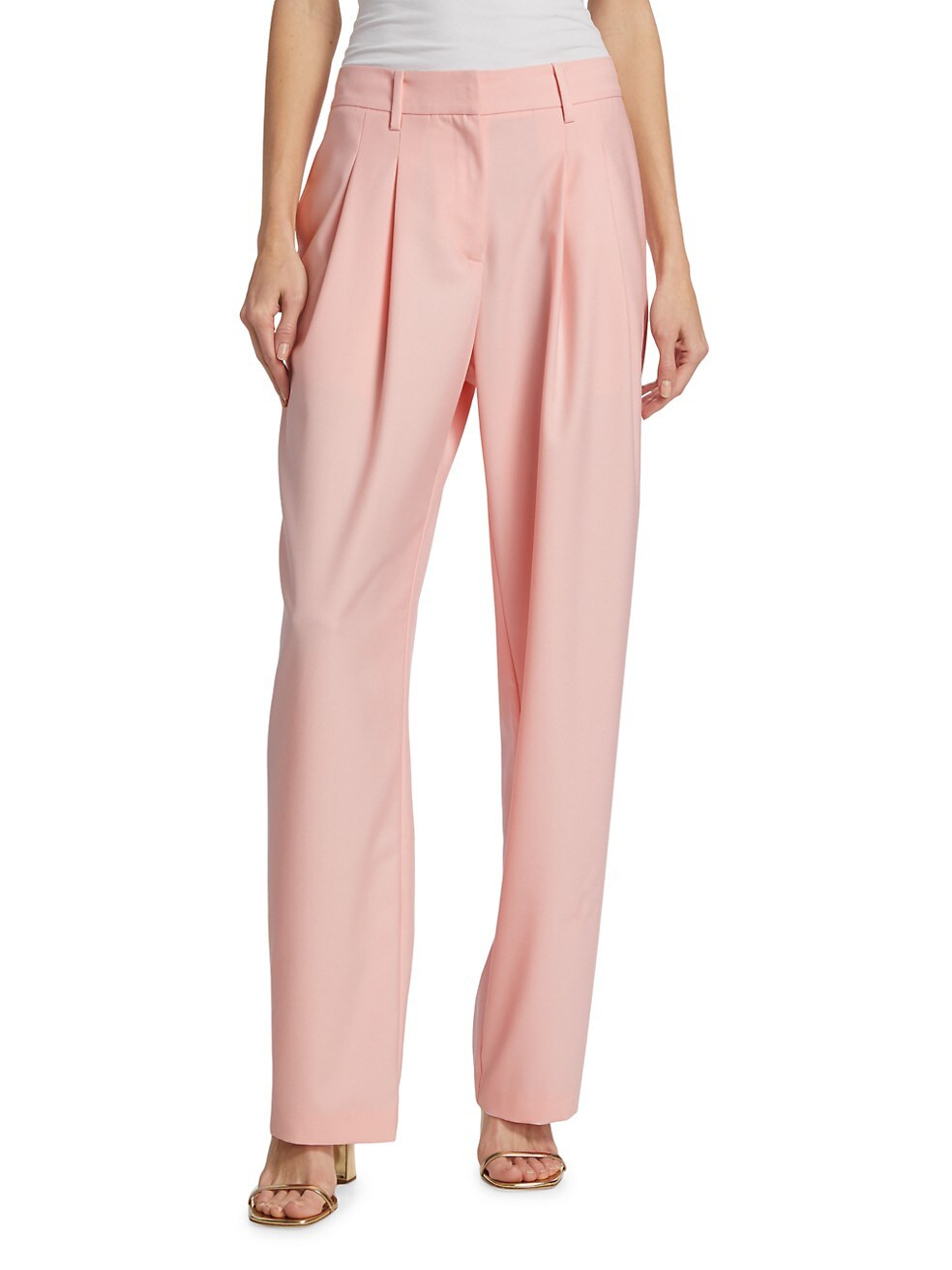 Wayf Pleated Twill Straight-Leg Pants | Saks Fifth Avenue