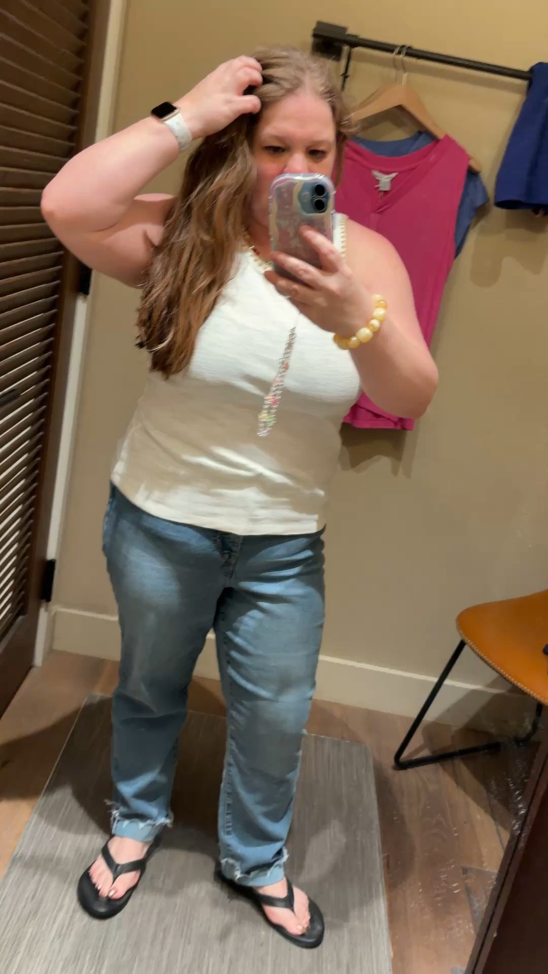 Trying on classics in my 40s… and this white tank made the cut 🤍✨Which would you wear it with?