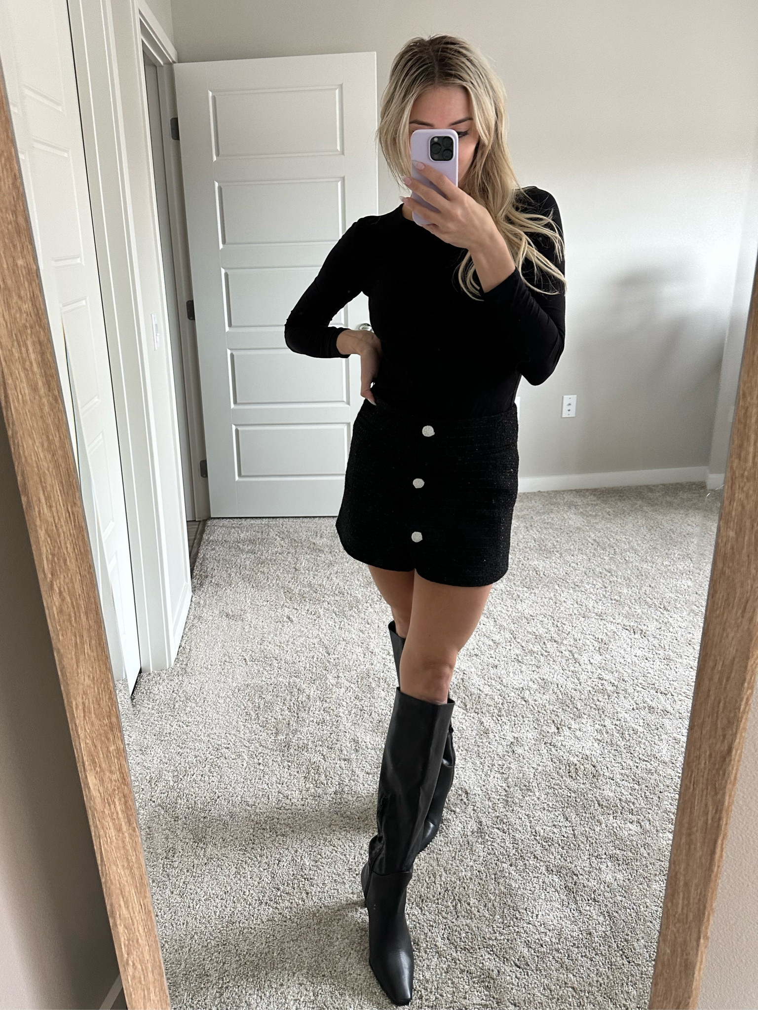 Winter outfit 
Wearing Zara skirt, high boots and black  long sleeve 

#LTKSeasonal #LTKfit #LTKHoliday