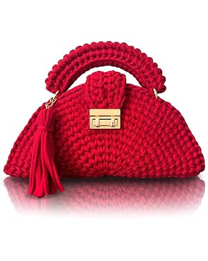Evening Clutch Bag for Women, Handmade Crochet Wedding Party Purse, Small Flap Formal Crossbody H... | Amazon (US)