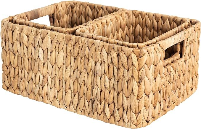 StorageWorks Wicker Storage Baskets for Shelves, Water Hyacinth Storage Baskets for Organizing, W... | Amazon (US)