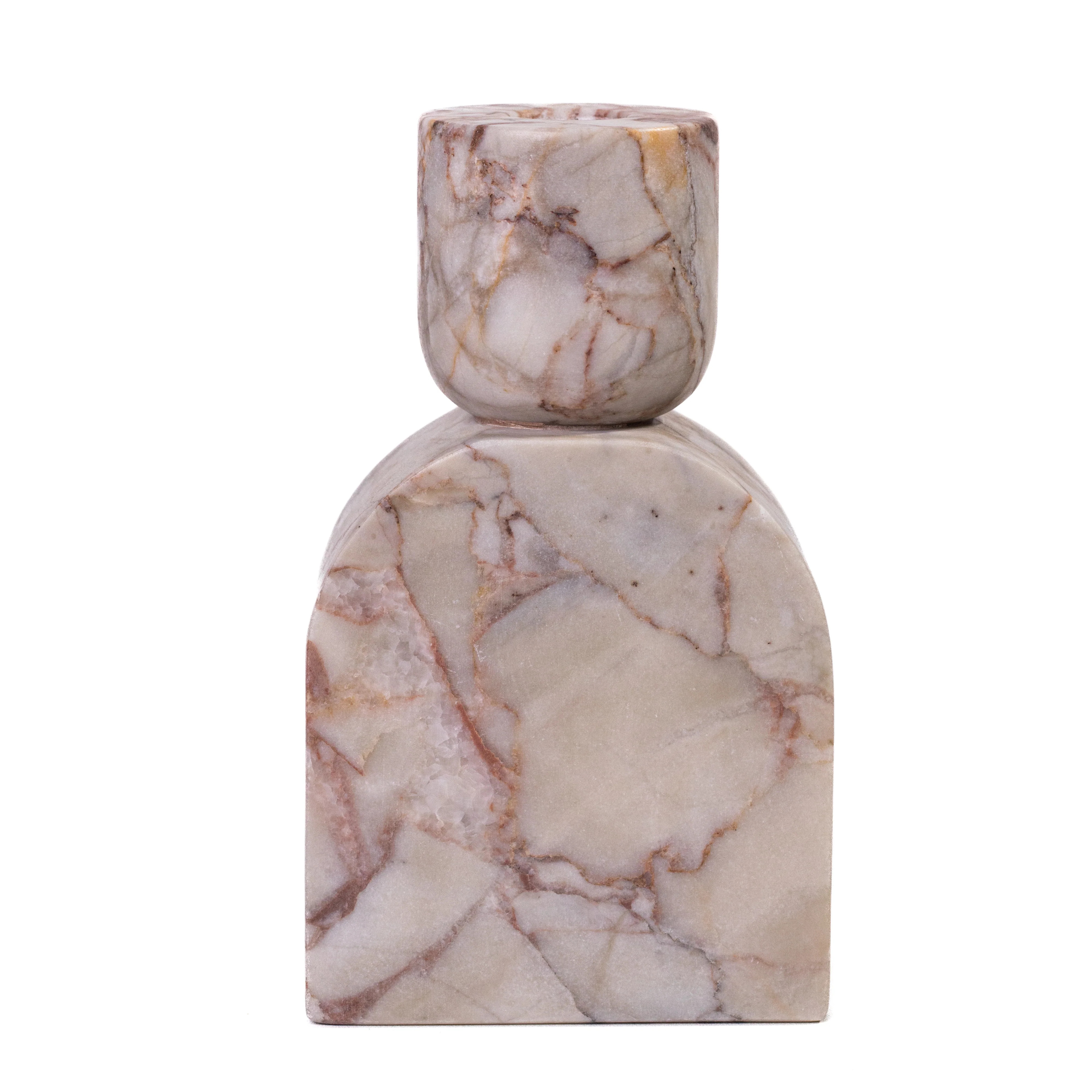 Marble White Brown Foundation Candle Holder | TOV Furniture