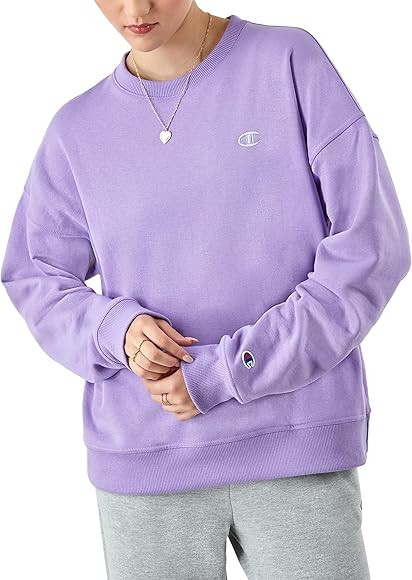 Champion Women's Sweatshirt, Powerblend, Crewneck for Women, C Logo (Plus Size Available) | Amazon (US)