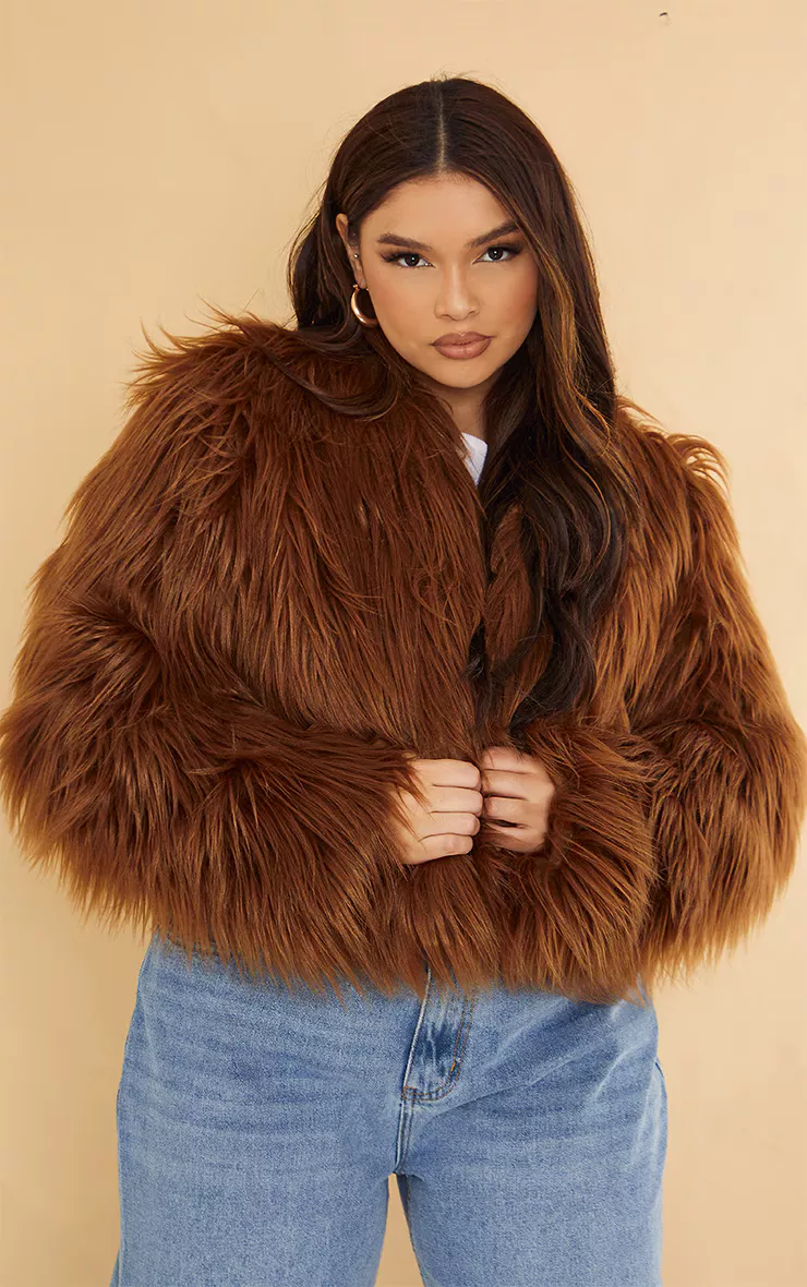 Prettylittlething Women's Plus Amaria Black Shaggy Faux Fur Jacket - Size 26