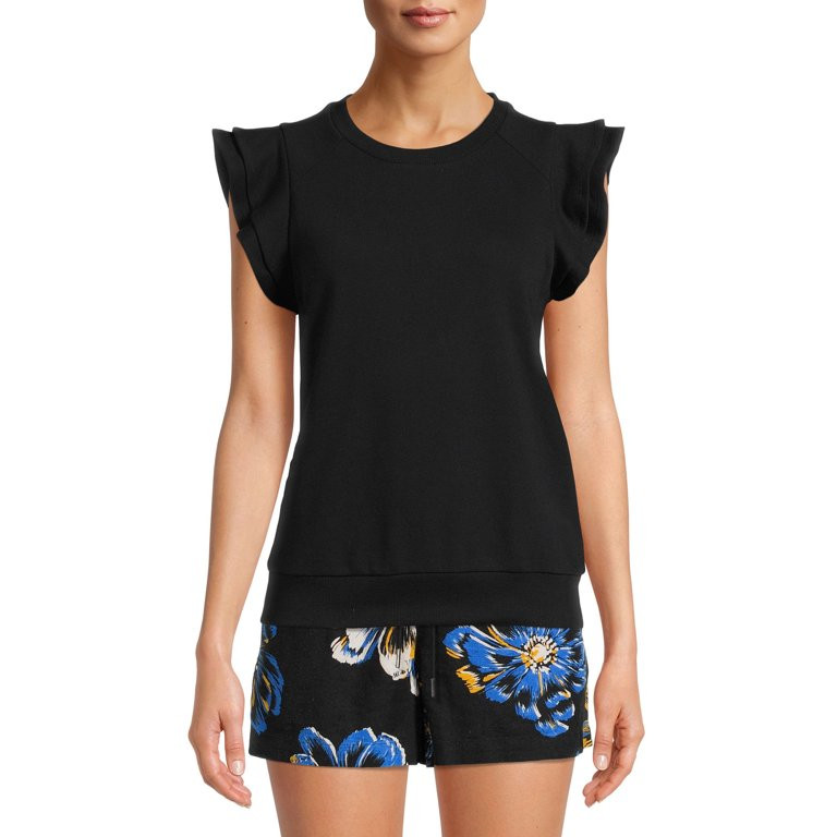 The Get Women's Ruffle Sleeve Sweatshirt - Walmart.com | Walmart (US)