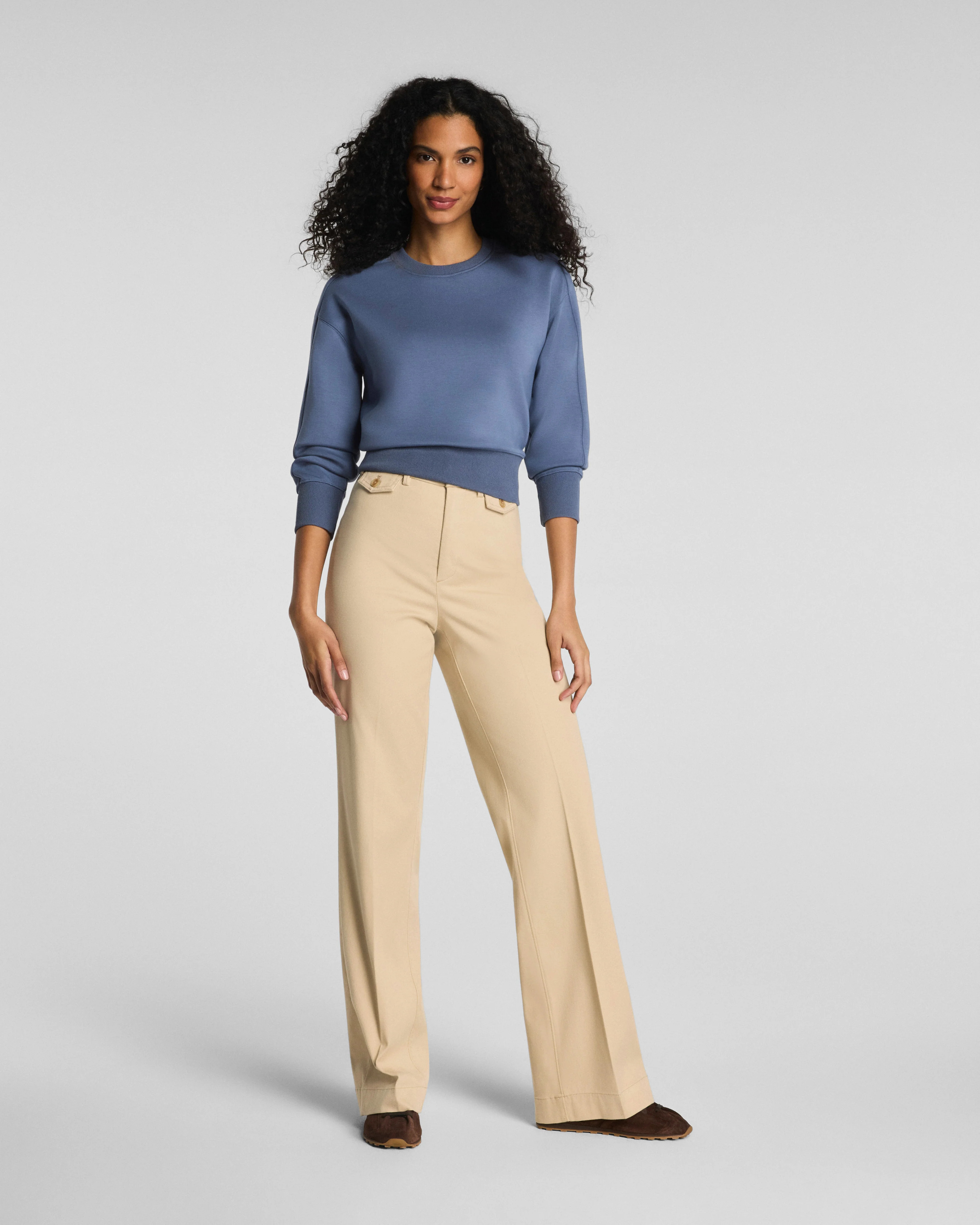 Spanx Women's SPANXsupersmooth Stretch Twill Easy Flare Pants in Sandbar | Spanx